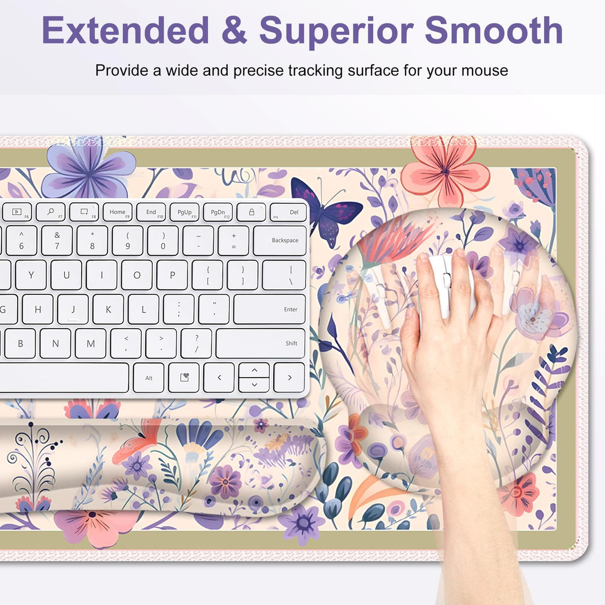 Cute Desk Mat, 4in1 Large Mouse Pad with Wrist Rest, Desk Matt for Desktop, Deskpad Mat, Anti-Slip