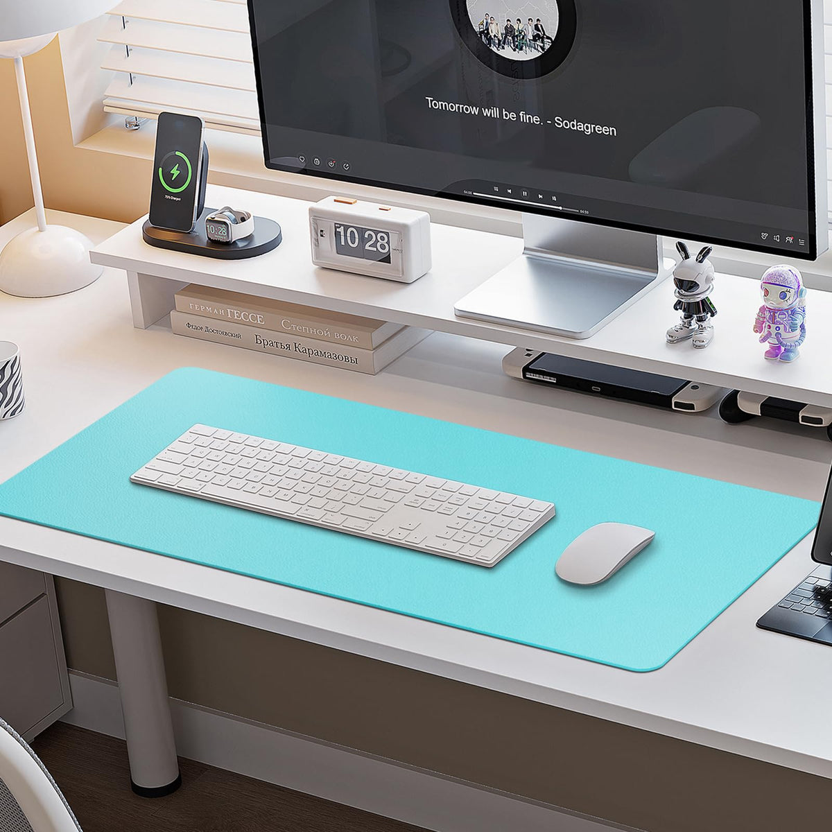 Boutilon Leather Desk Pad Protector,Non-Slip Mouse Pad,Laptop Desk Pad,Office Mouse Mat,Waterproof