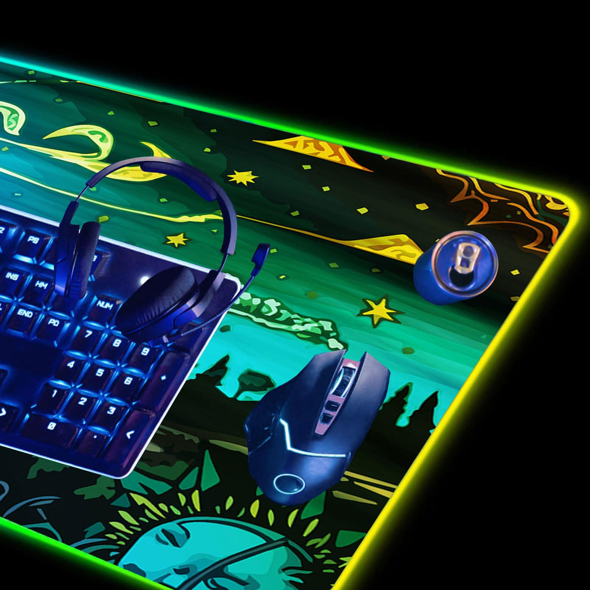 DINKY RGB Mouse Pad Large, Led Gaming Mousepad Glowing Mat Colorful Soft Keyboard Mat for Computer