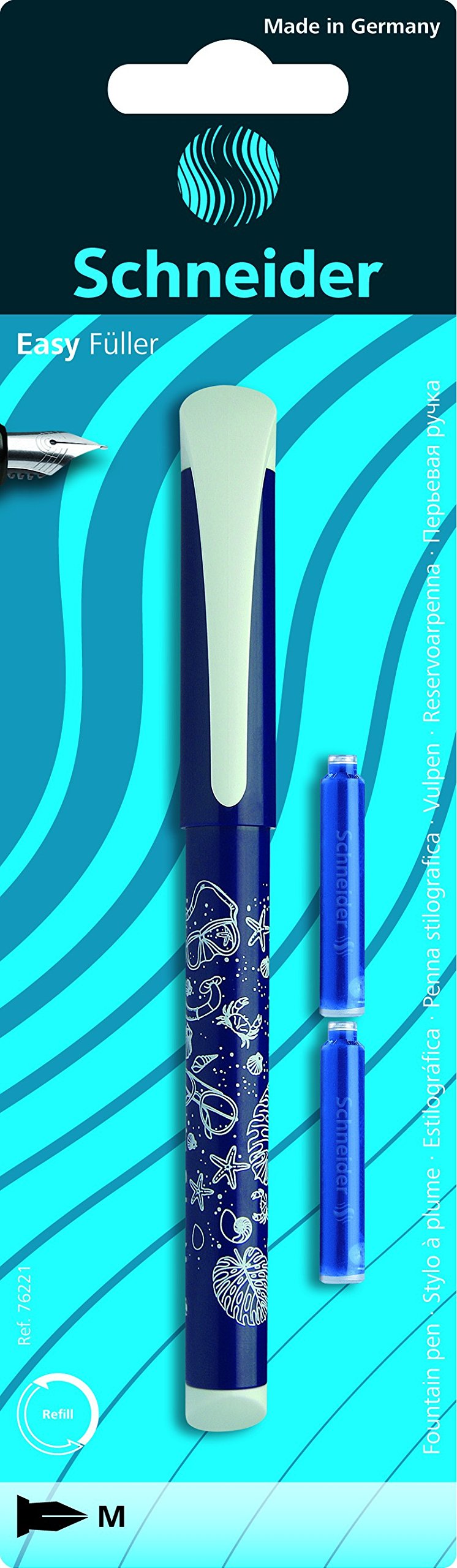 Schneider Schreibgeräte Easy M, Fountain Pen with 2 Cartridge Refills (Assorted)