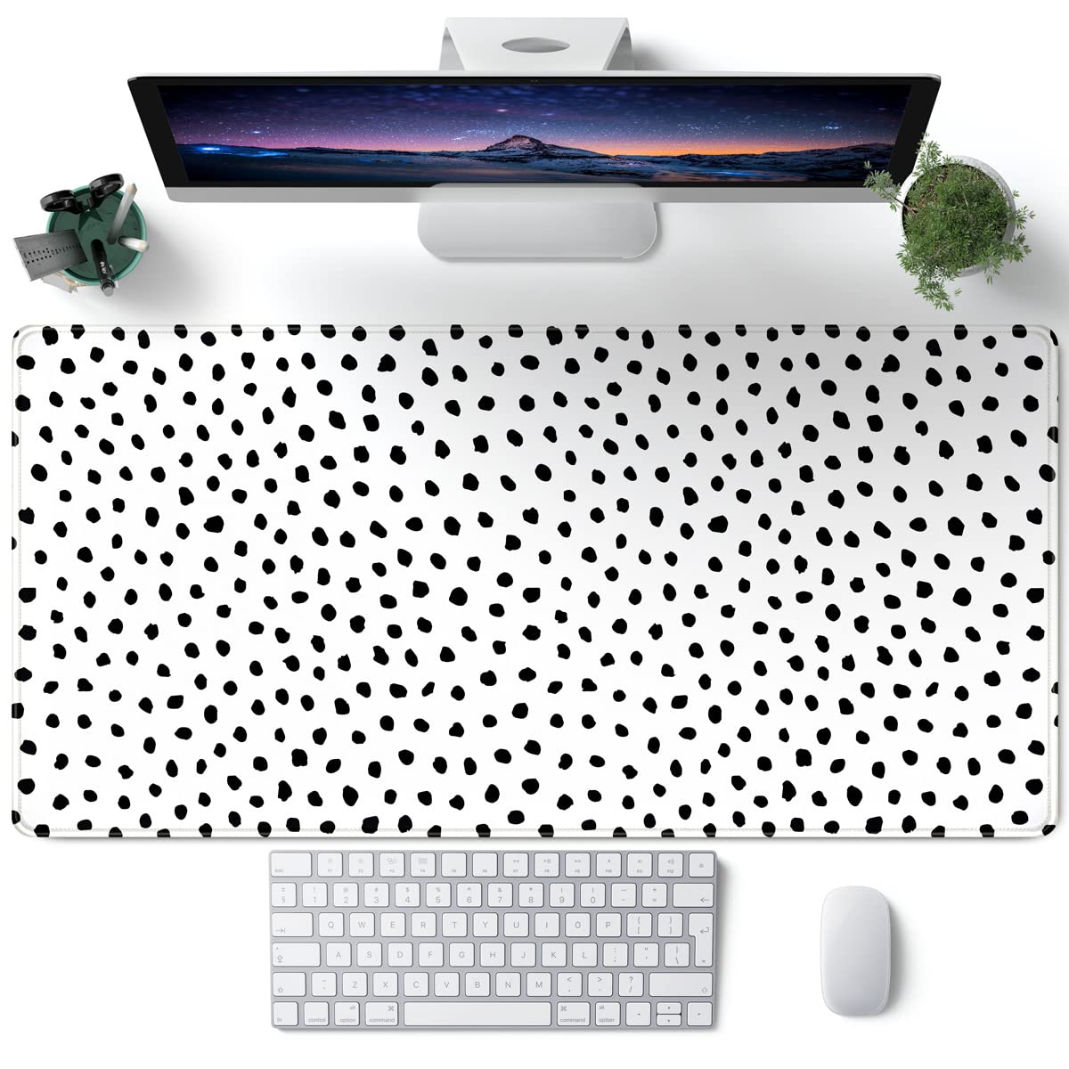 Boho Desk Mat, Polka Dot Large Mouse Pad Desk Pad Boho Desk Accessories for Women Office Decor, XXL