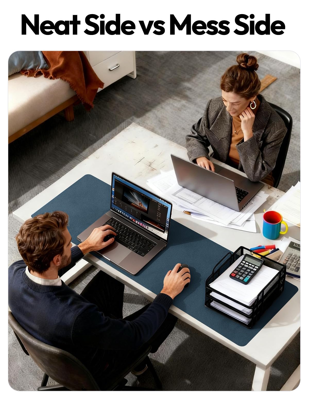 YSAGi Leather Desk Pad Protector, Office Desk Mat, Large Mouse Pad, Non-Slip PU Leather Desk