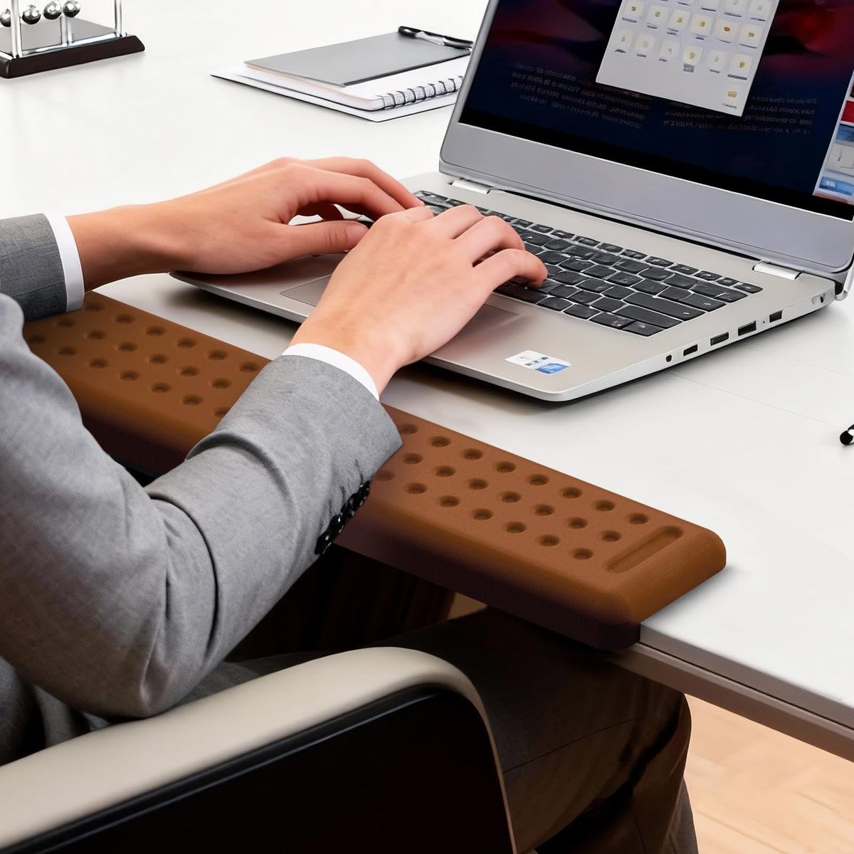 Leolee L-Shaped Desk Long Wrist Rest Elbow 60CM, Brown Arm Rest for Desk