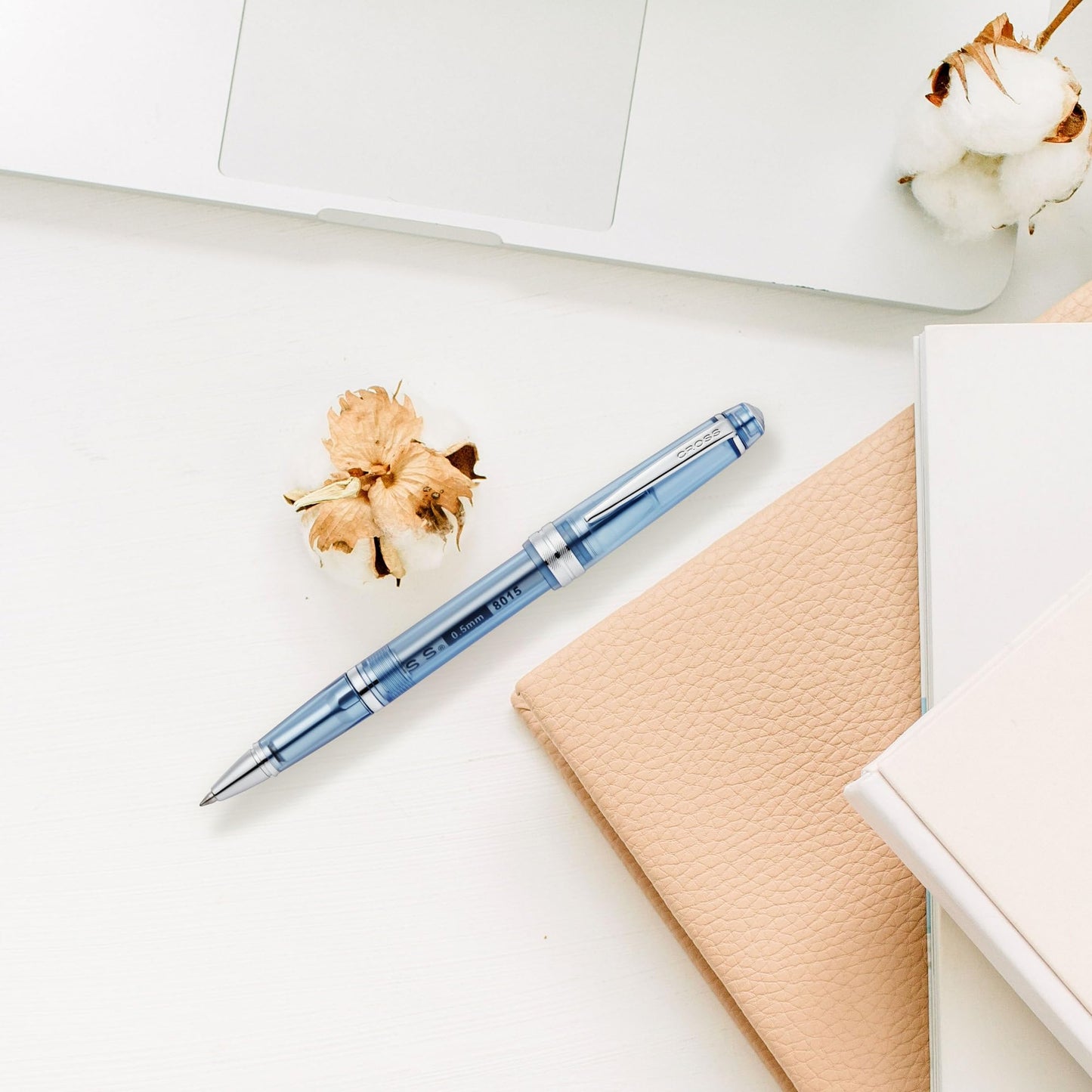 Cross Bailey Light Rollerball Pen, Translucent Navy-Blue Resin, Black Ink