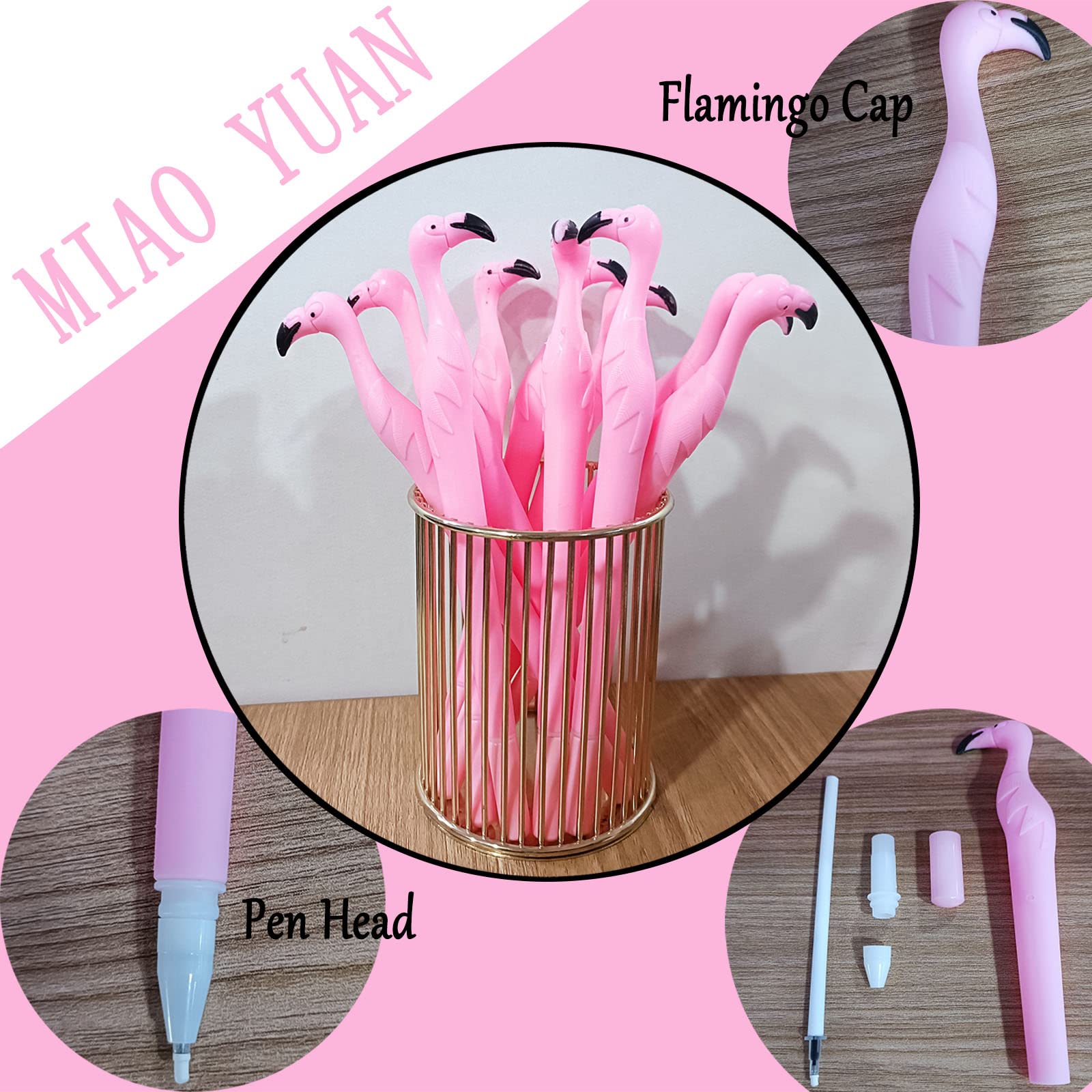 40PCS Pink Flamingo Gel Pens Flamingo Themed Party Favors Decorations
