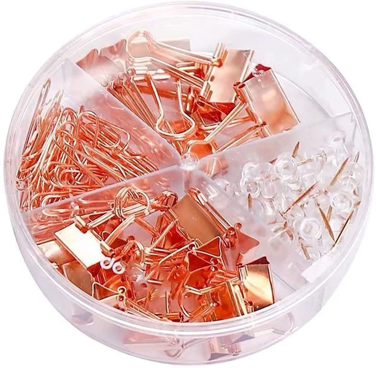 72 Pcs Rose Gold Small Binder Clips, Paper Clips and Thumbtack for Office Work School and Home