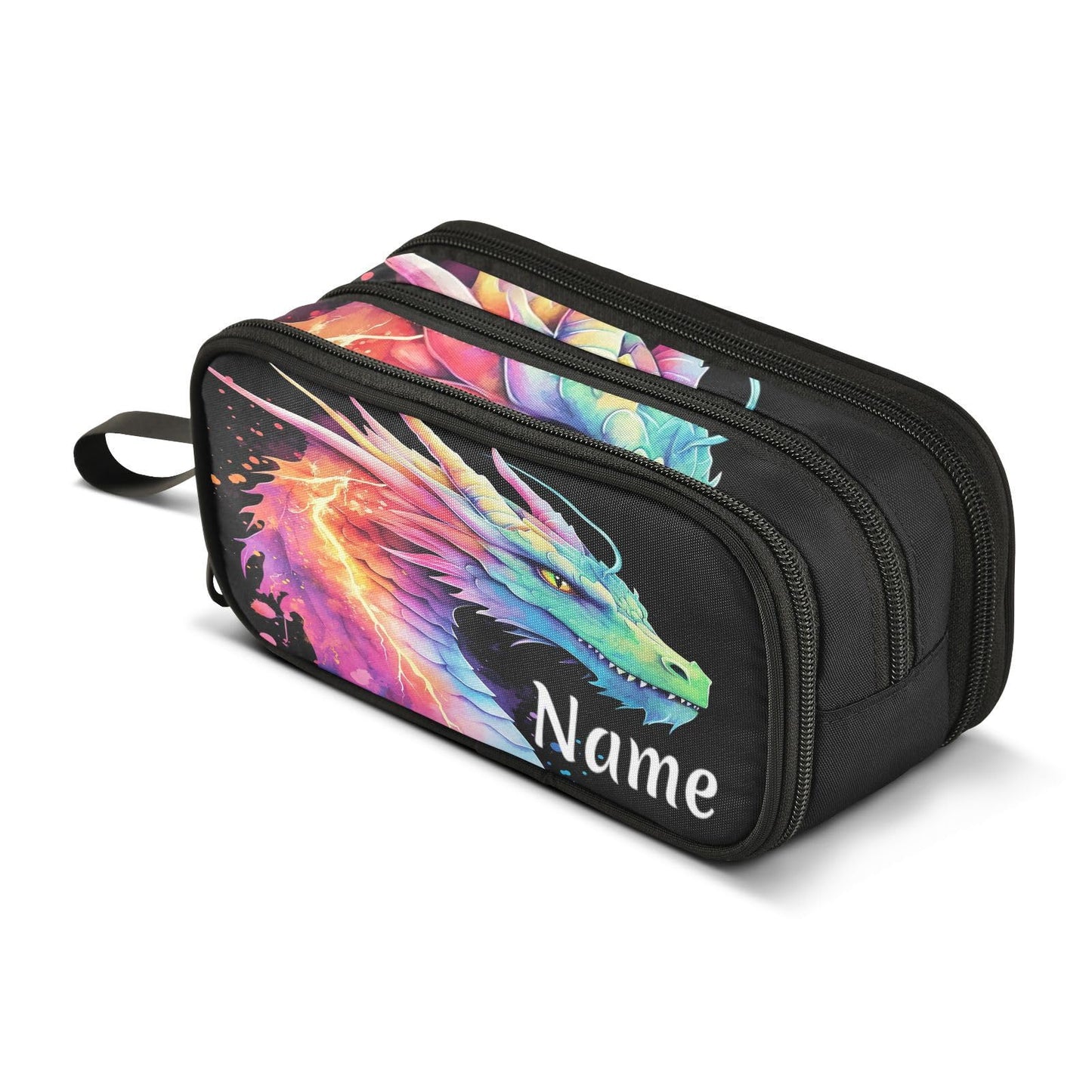 BOENLE Custom Lightning Dragon Watercolor Pencil Case Box Boys Girls Personalized Name Large Pencil