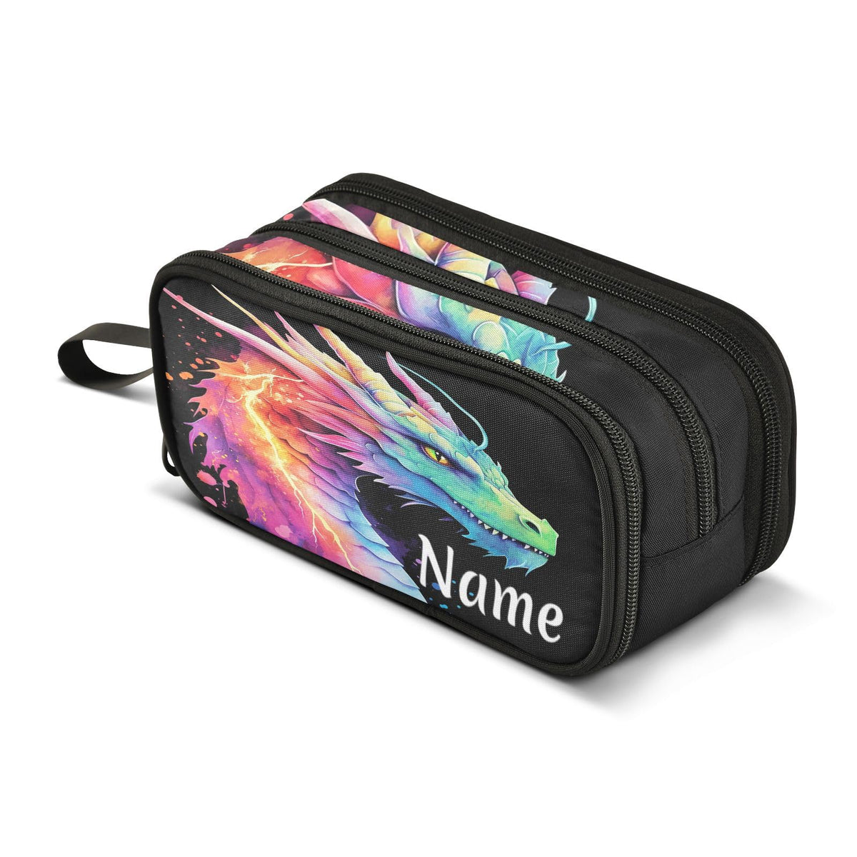BOENLE Custom Lightning Dragon Watercolor Pencil Case Box Boys Girls Personalized Name Large Pencil