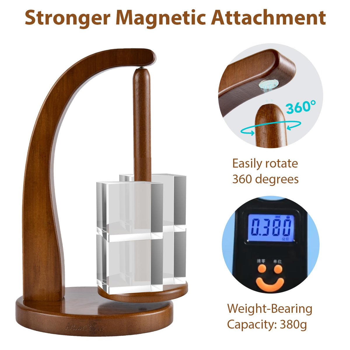 Yarn Holder for Crocheting with Magnetic Yarn spinner-Dark Brown-Standard