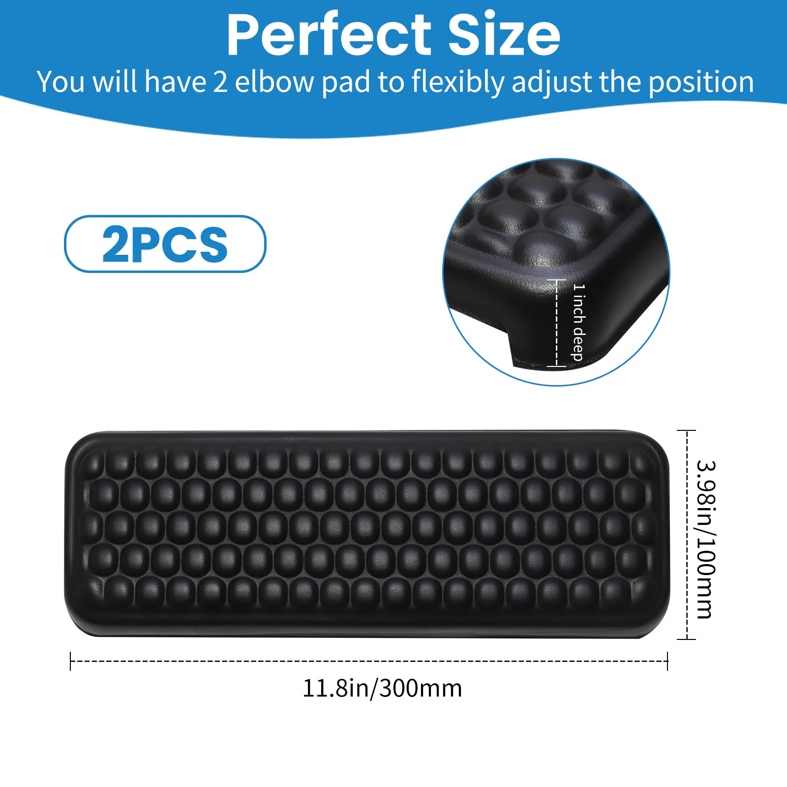 L-Shaped Desk Elbow Pad for Desk, 2-Piece Ergonomic Desk Edge Cushion, PU Leather Elbow Support