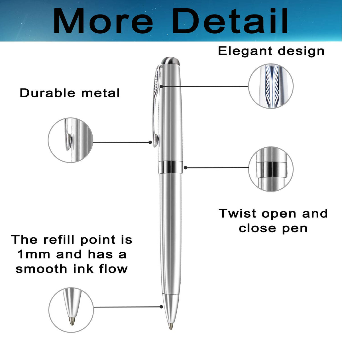ABIsedrin Personalized Pens, Custom Engraved Pen Case for Men, Twist Action 0.7 Ballpoint Pens