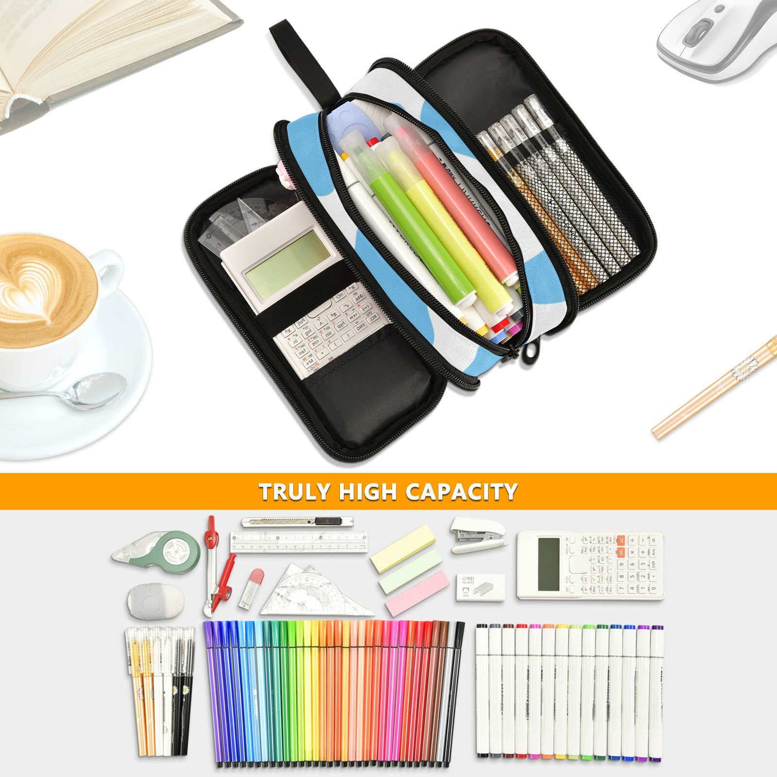 XUWU Cow Print Large Capacity Pencil Case Pencil Pouch Pen Box