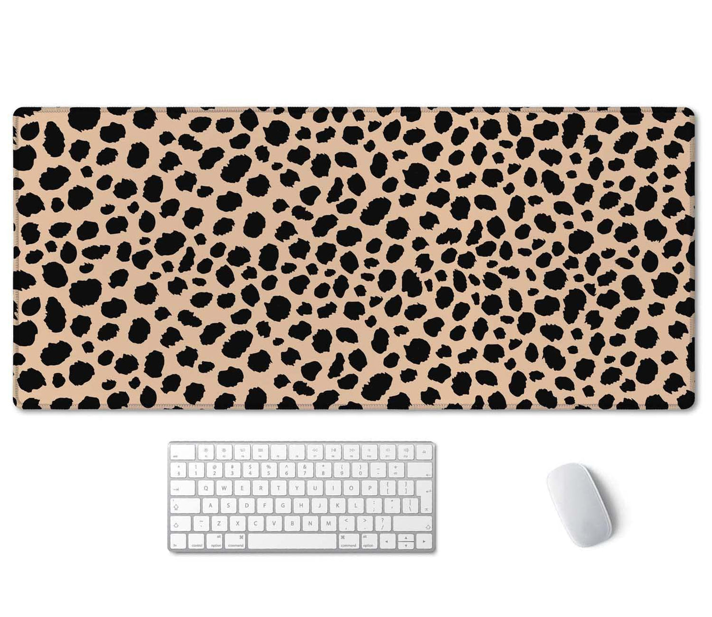 SSOIU Leopard Print Cute Desk Mat, Extra Large Non-Slip Rubber Mousepad - 35.5x15.7 in, Extended