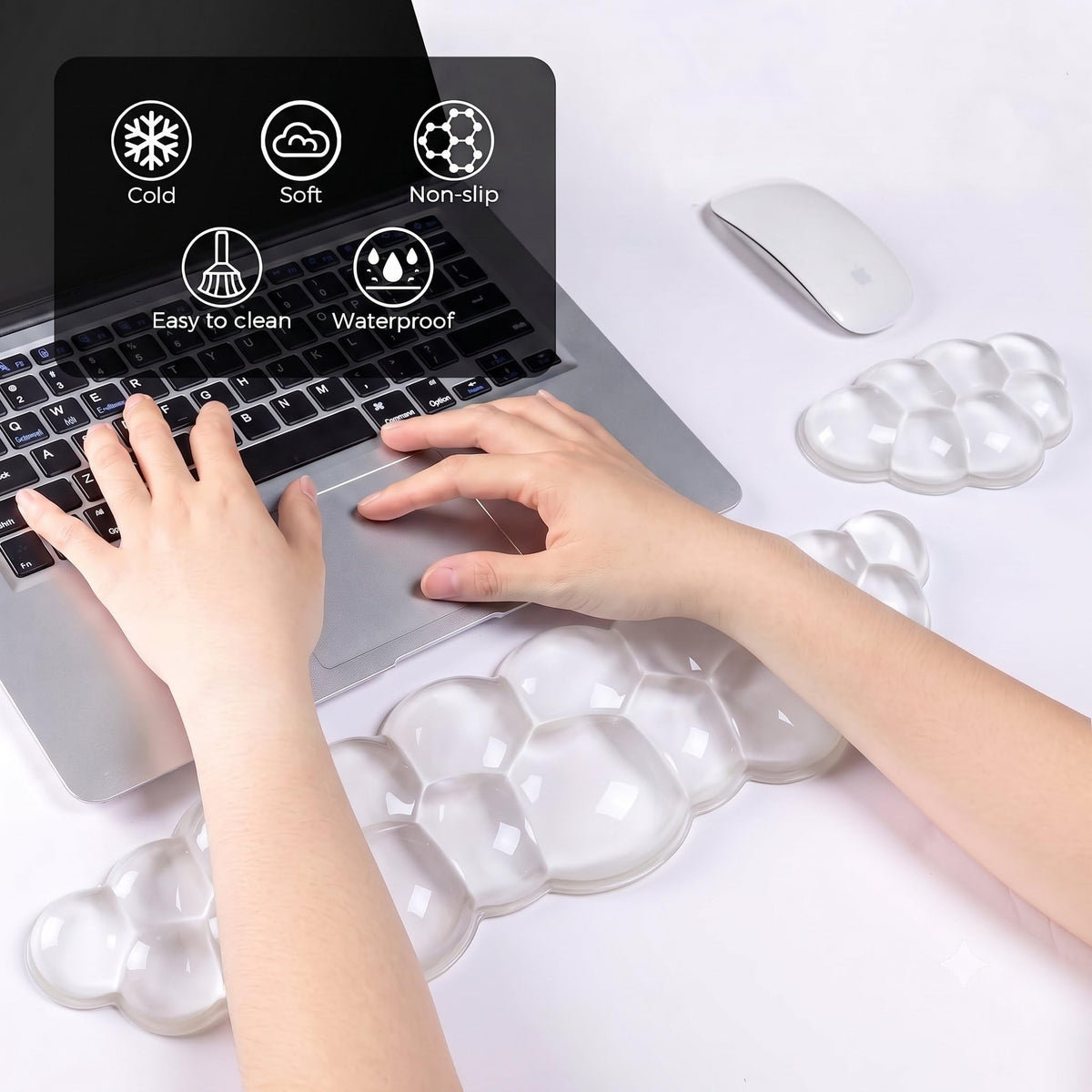 ABRONDA Gel Cloud Keyboard & Mouse Wrist Rest Set - Cloud Keyboard Wrist Rest Pad & Mouse Support