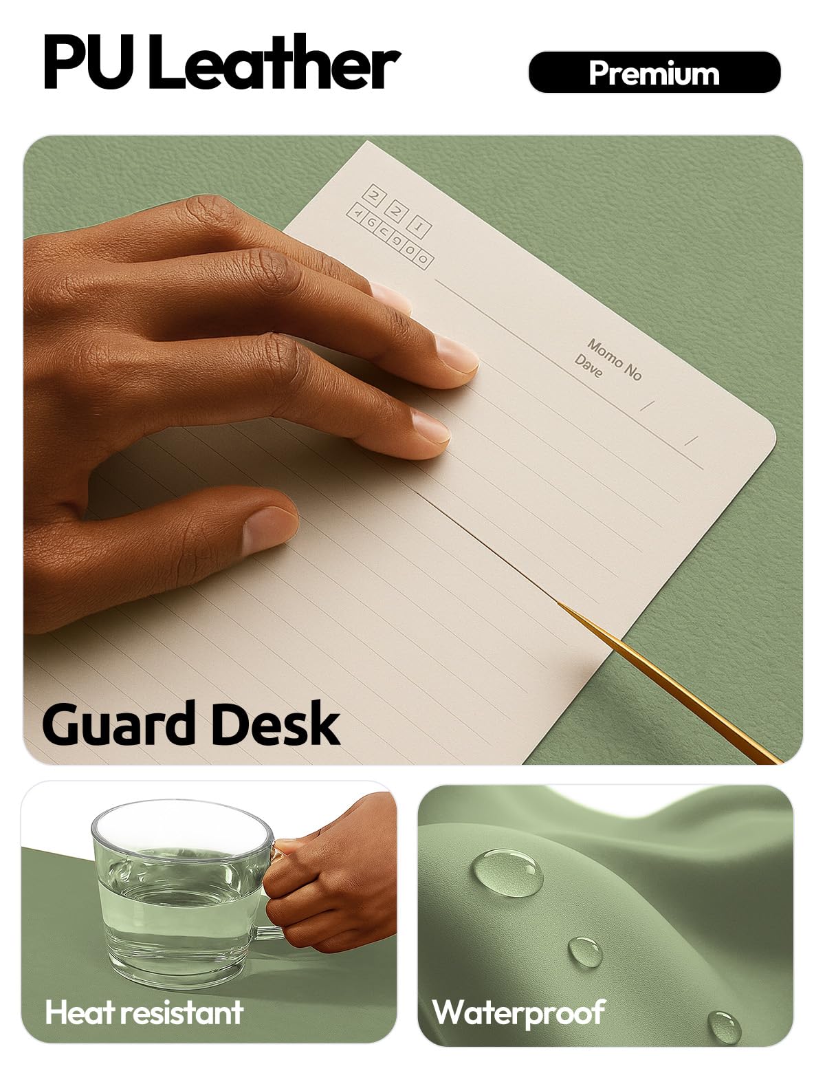 YSAGi Leather Desk Protector, Office Mat, Large Mouse Mat, Non-Slip PU Leather Blotter, Laptop Pad