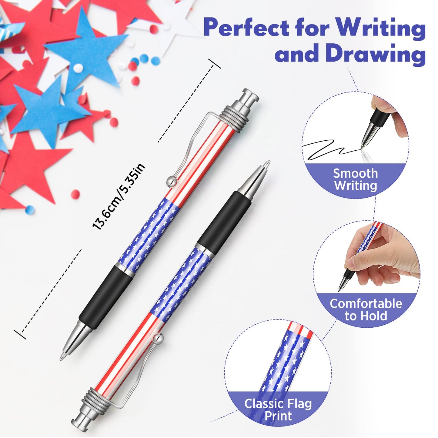 Tenare 128 Pcs American Flag Pen 250 Anniversary Patriotic Veterans Gift