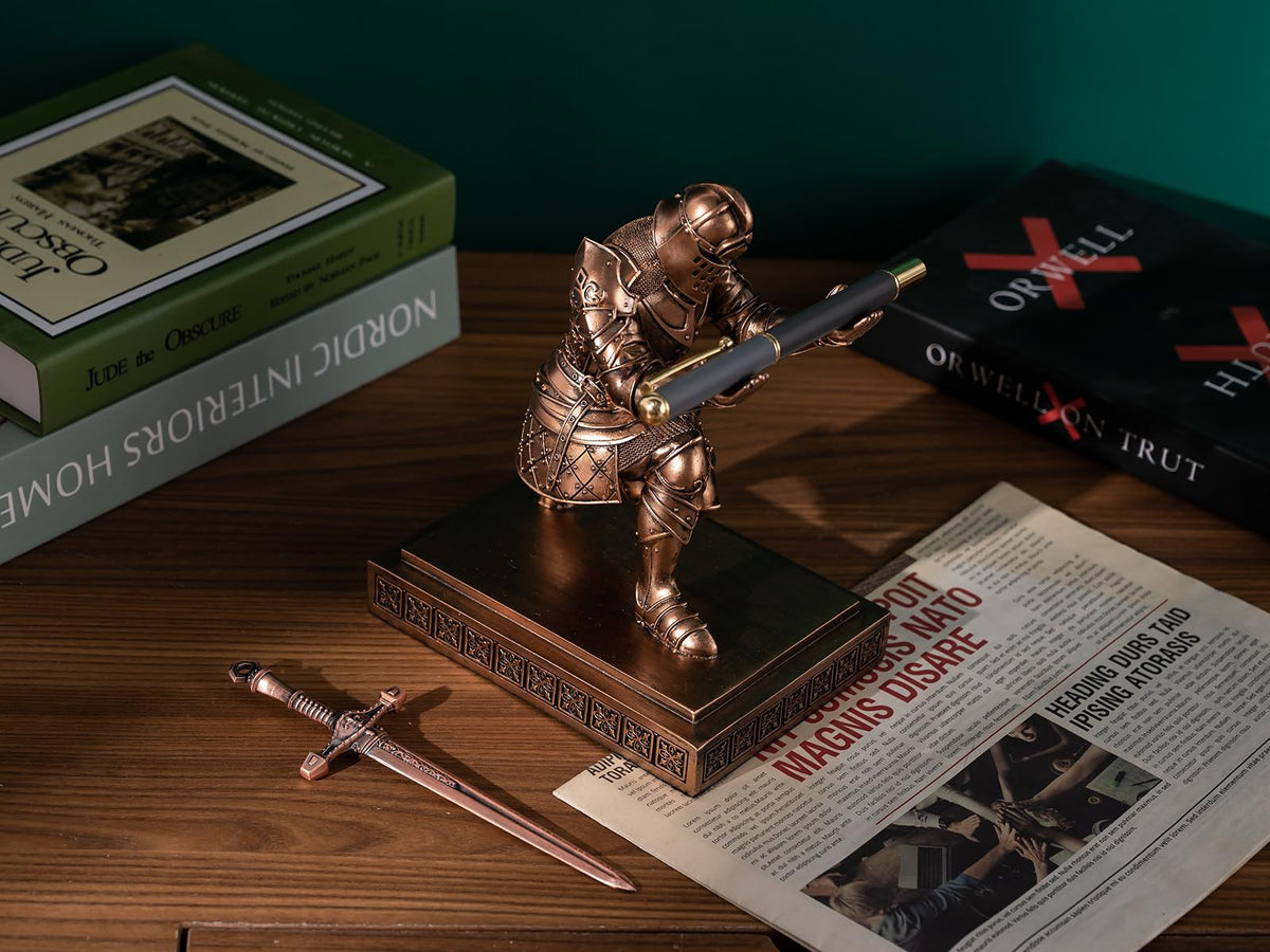 King's Guard Knight Pen Holder with a Letter Opener Desk Organizers Copper