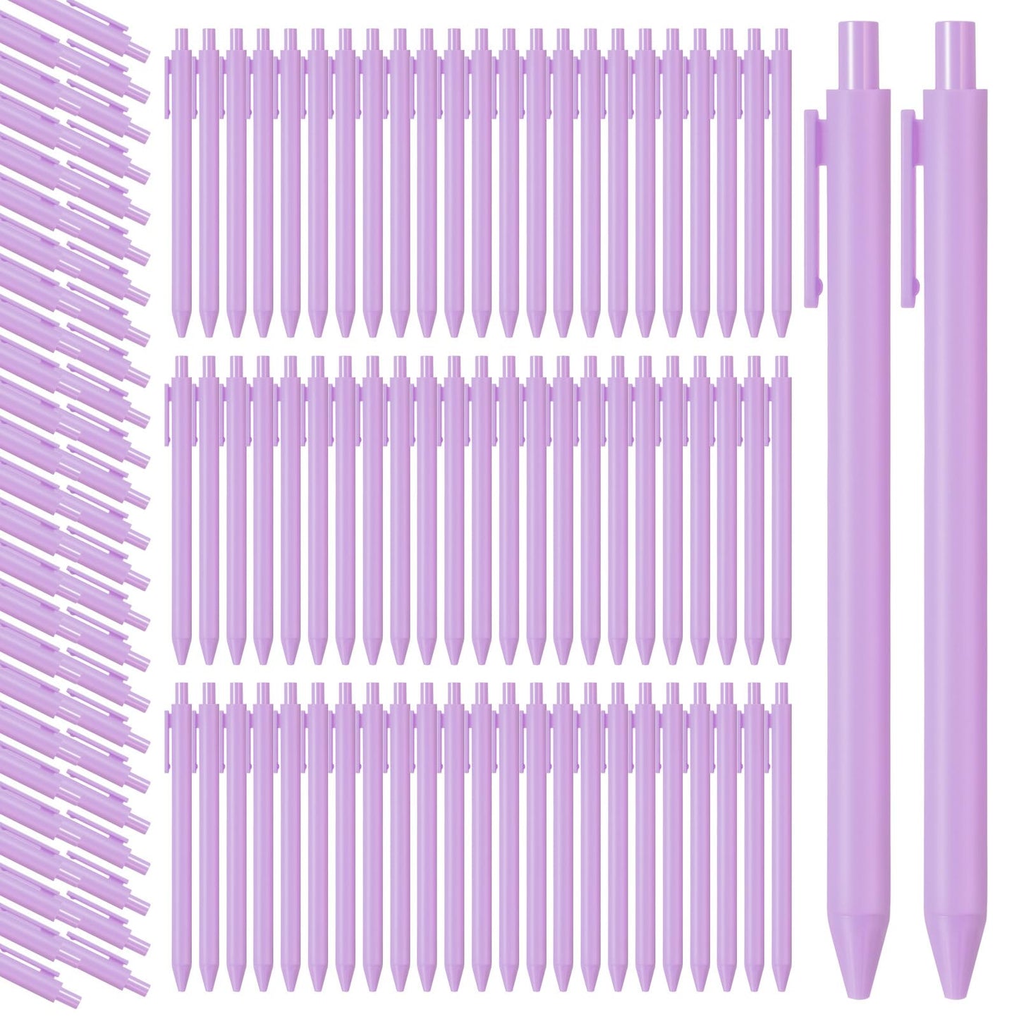 Fulmoon 50 Pcs Cute Pens Retractable 1.0mm, Light Purple Black Ink