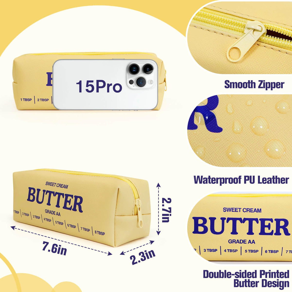 Funny Butter Sticks Soft Pencil Case Pouch College School Supplies