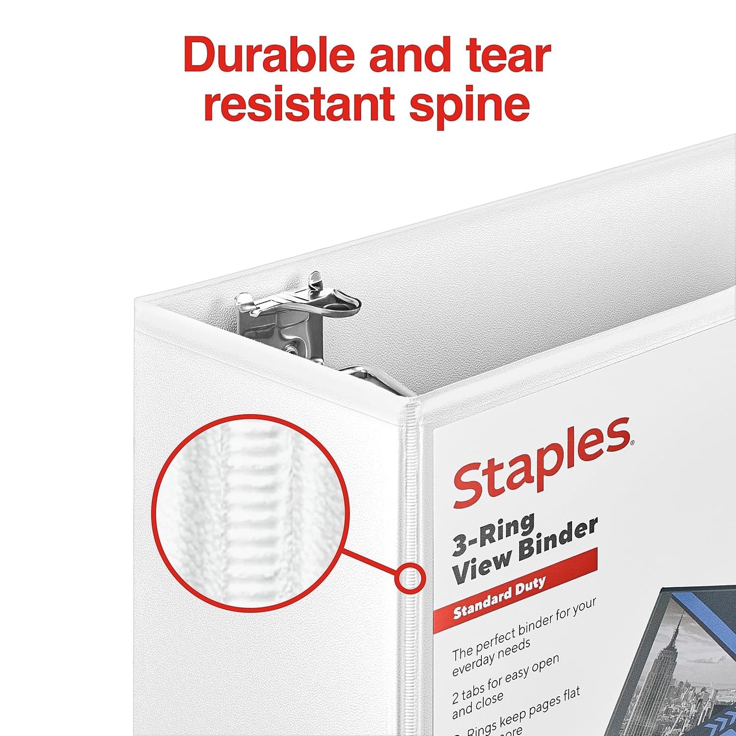 Staples Standard 4-Inch D-Ring View Binder, White, 775 Sheets