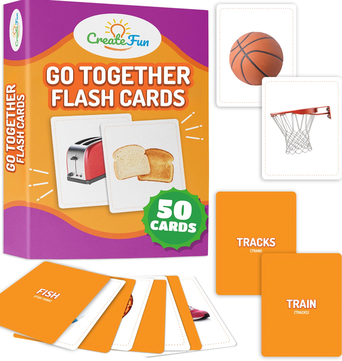 CreateFun Go Together Flash Cards, 50 Real Matching Picture Cards, 25 Pairs