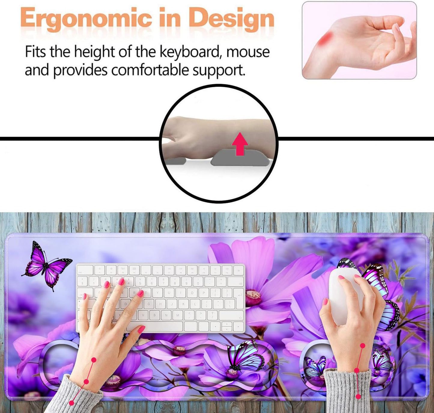 Ergonomic Keyboard Wrist Rest & Mouse Pad Wrist Rest Set, Large XXL Gaming Desk Mat 31.5"x 11.8"