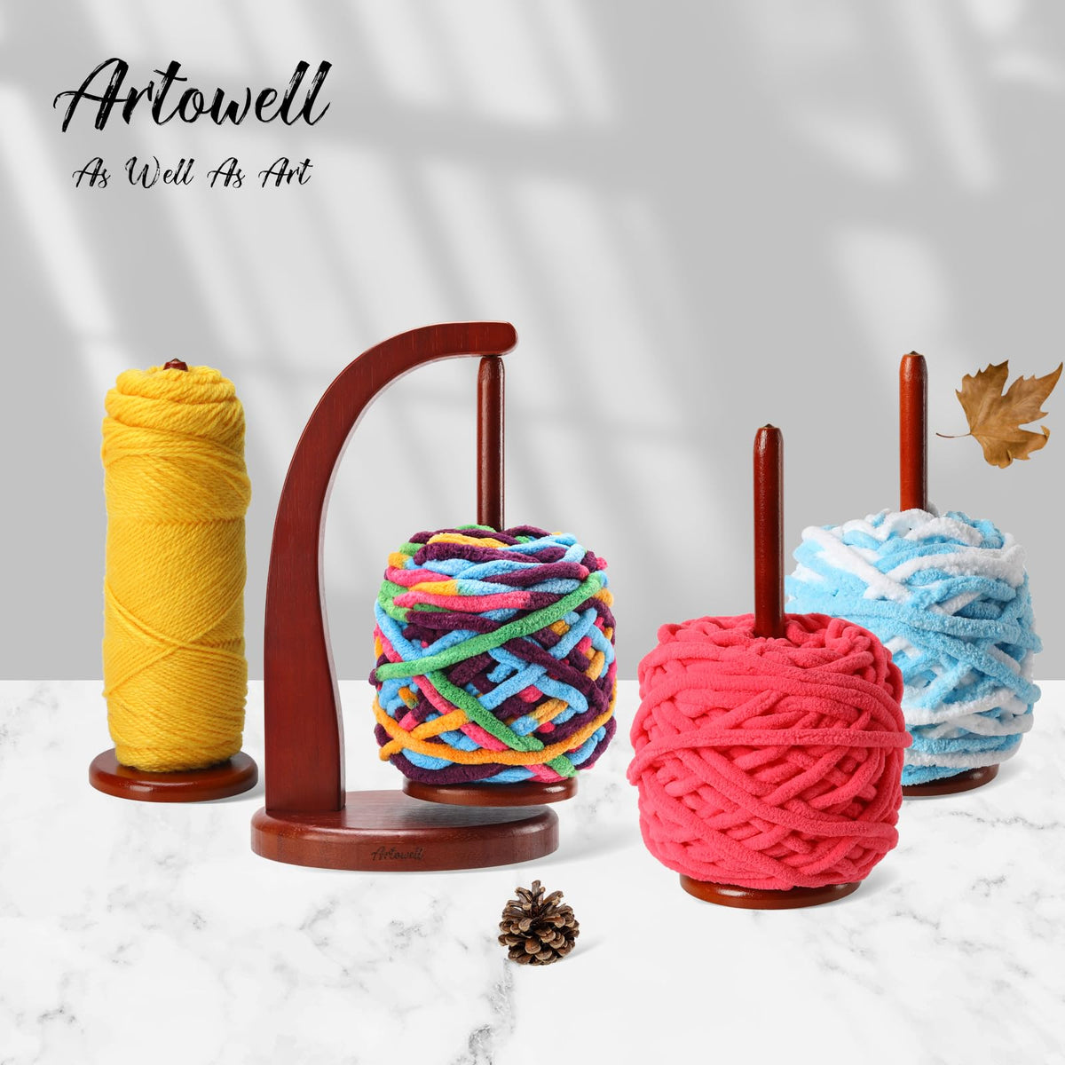 Yarn Holder for Crocheting with Magnetic Yarn spinner-Warm Brown-Standard