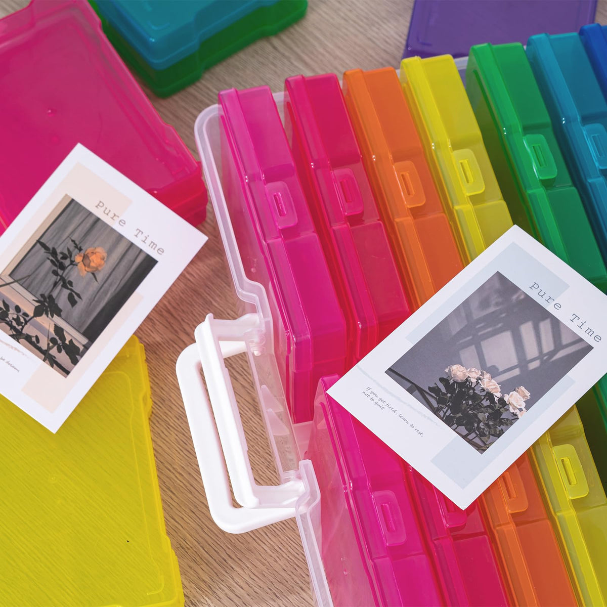 novelinks Photo Storage Boxes with Handle, Photo Organizers and Storage