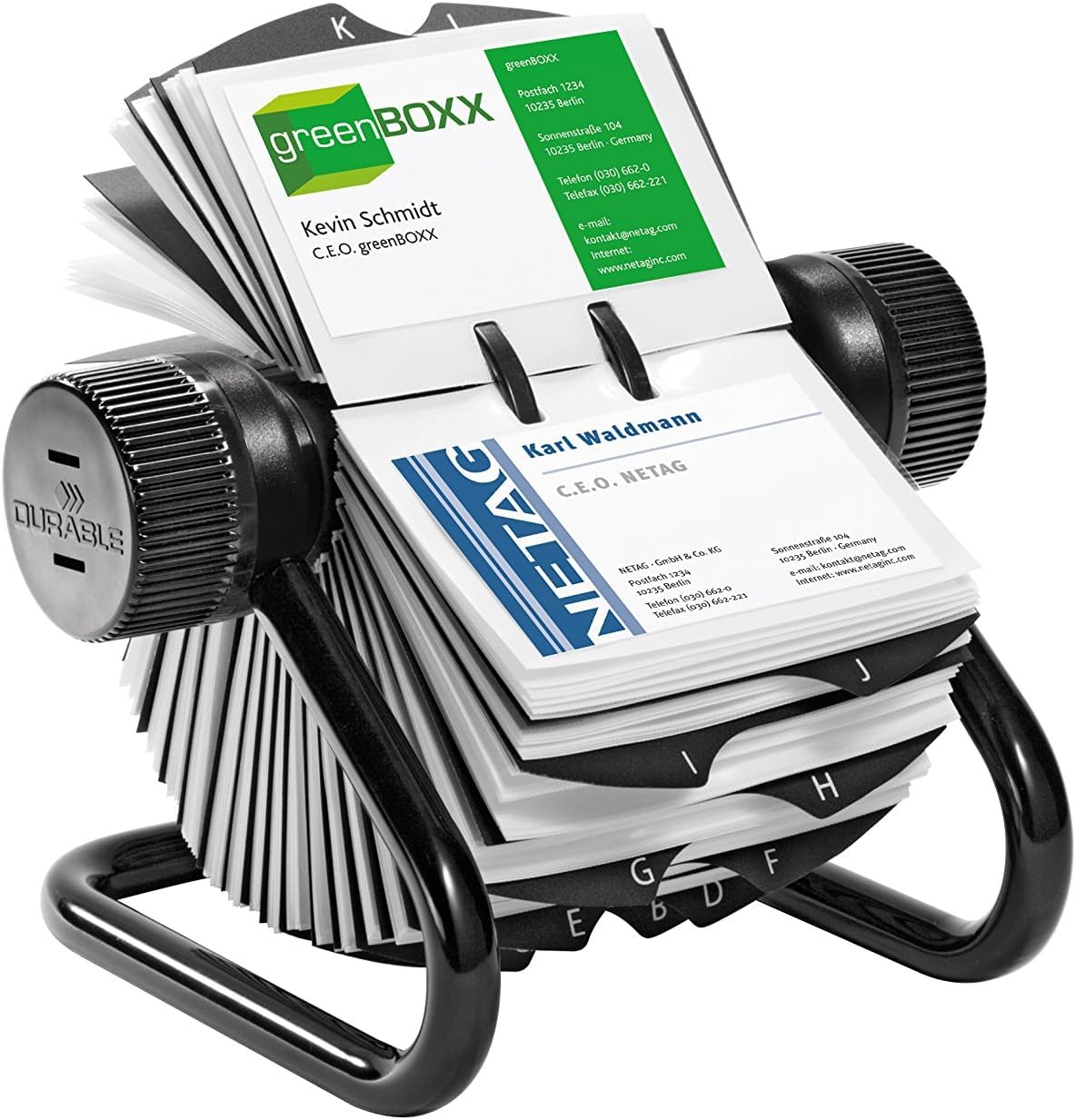 Durable Visifix Rotary Business Card Holder | Holds Upto 400 Cards | Includes 25 Tab A-Z Index |
