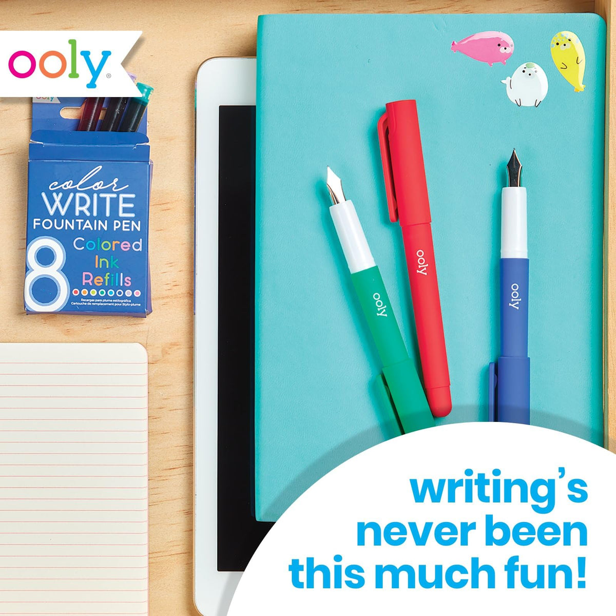 Ooly Color Write Fountain Pens, Pack of 8, Colored Ink