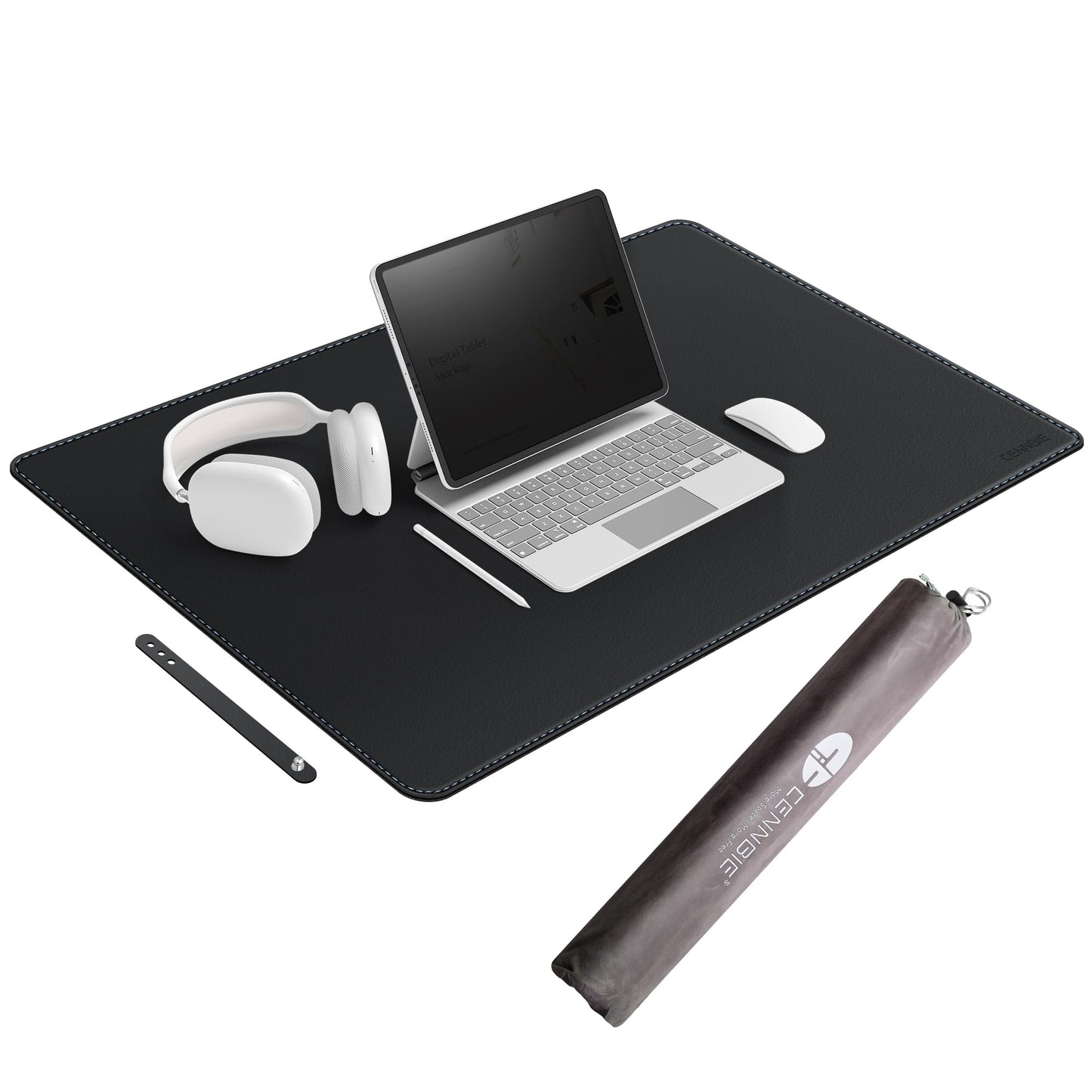CENNBIE Leather Desk Mat - 31.4" x 19.6" Computer Desk Pad (Black)