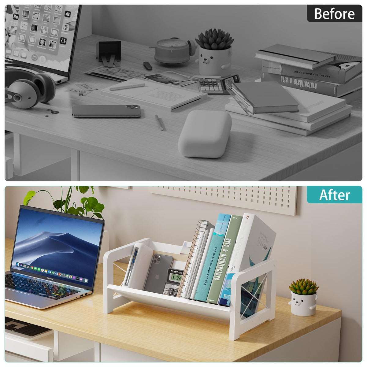 ELITEROO Mini Bookshelf for Desk, Desktop Bookcase, Single Cookbook Shelf, Tabletop Book Storage