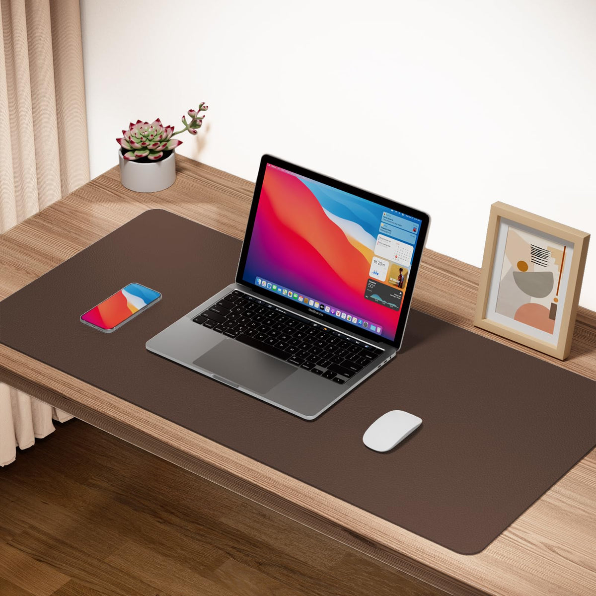 Boutilon Leather Desk Pad Protector,Non-Slip Mouse Pad,Laptop Desk Pad,Office Mouse Mat,Waterproof