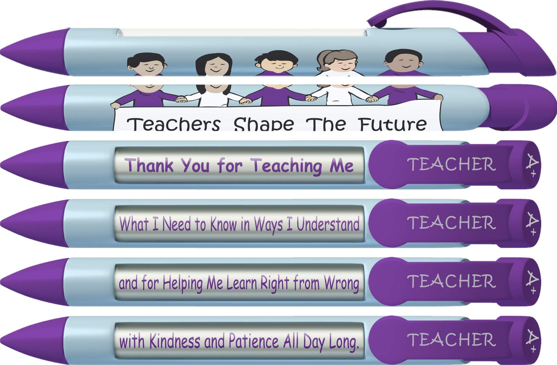 Greeting Pen Teachers Shape the Future Ballpoint Pen Set - Message Pens for Teacher Appreciation