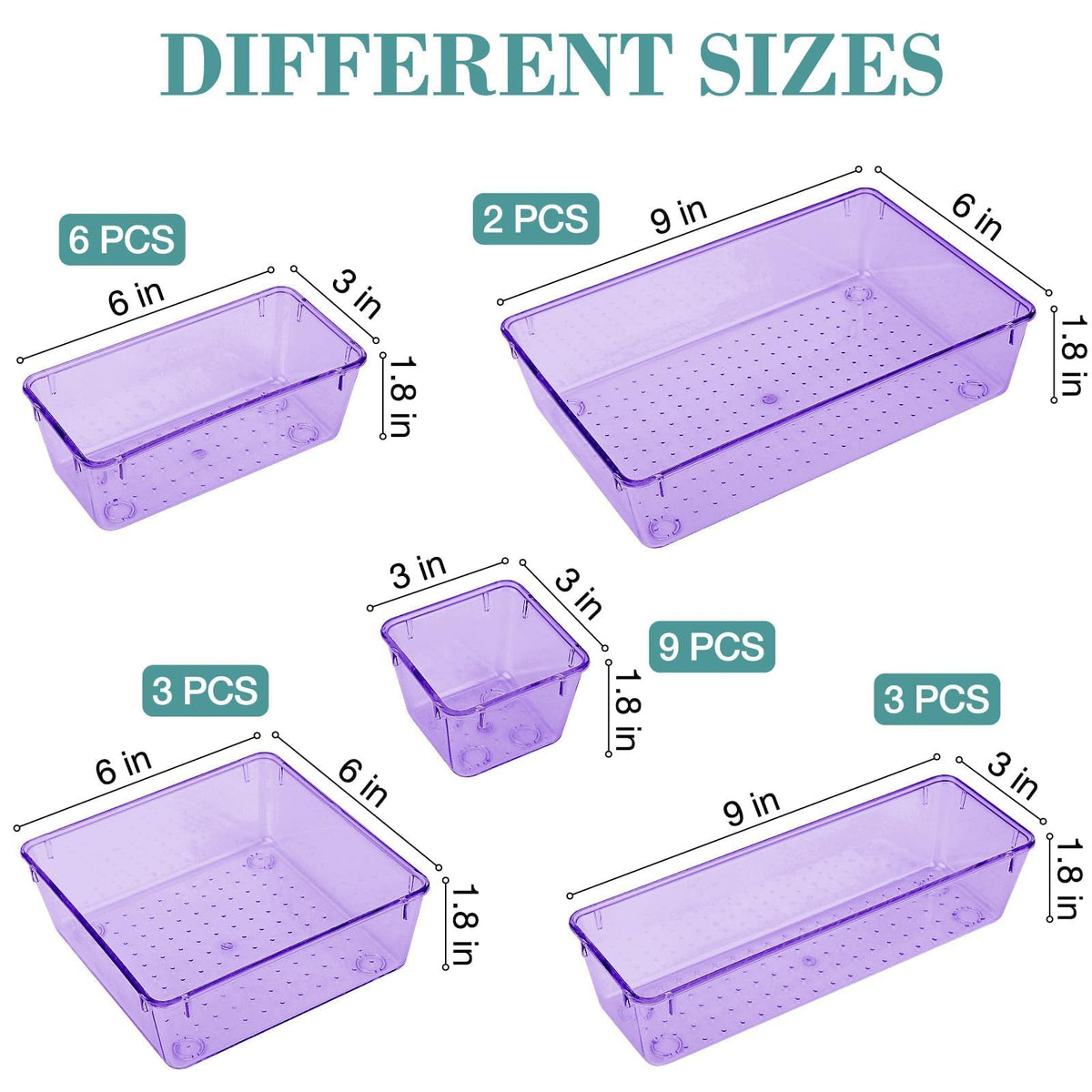 23 PCS Drawer Organizer Set, 5 Size Bathroom and kitchen organizer Trays
