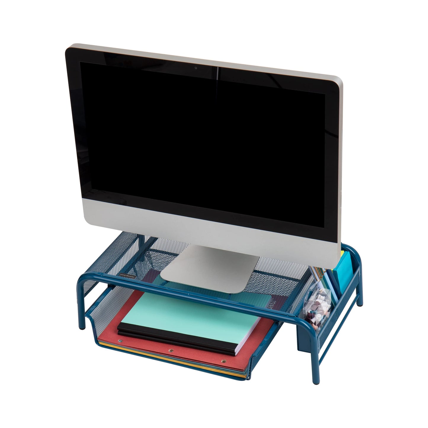 Mind Reader MESHMONSTA-TUR Metal Mesh Desk Drawer, Desktop Monitor Stand Organizer, Turquoise