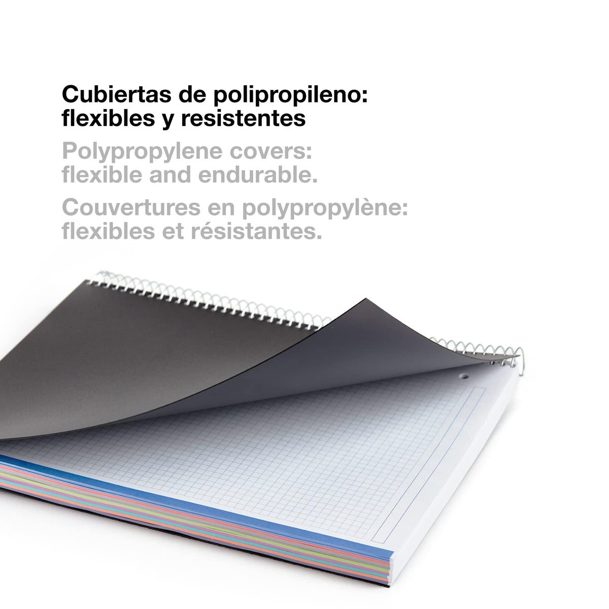 Miquelrius Medium A5 8-Subject Spiral Notebook, Graph Pages, Black (6.5" x 8")