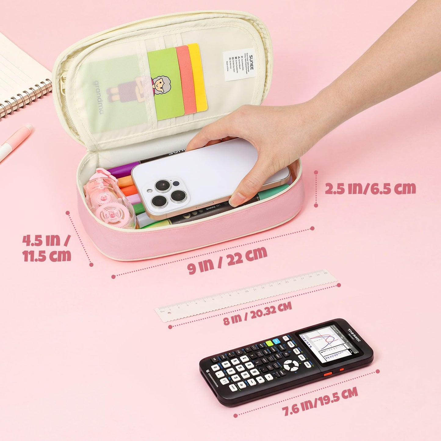 SUNEE Cute Pencil Case, Kawaii Big Capacity Pencil Pouch, Personalized Initial Pencil Bag with