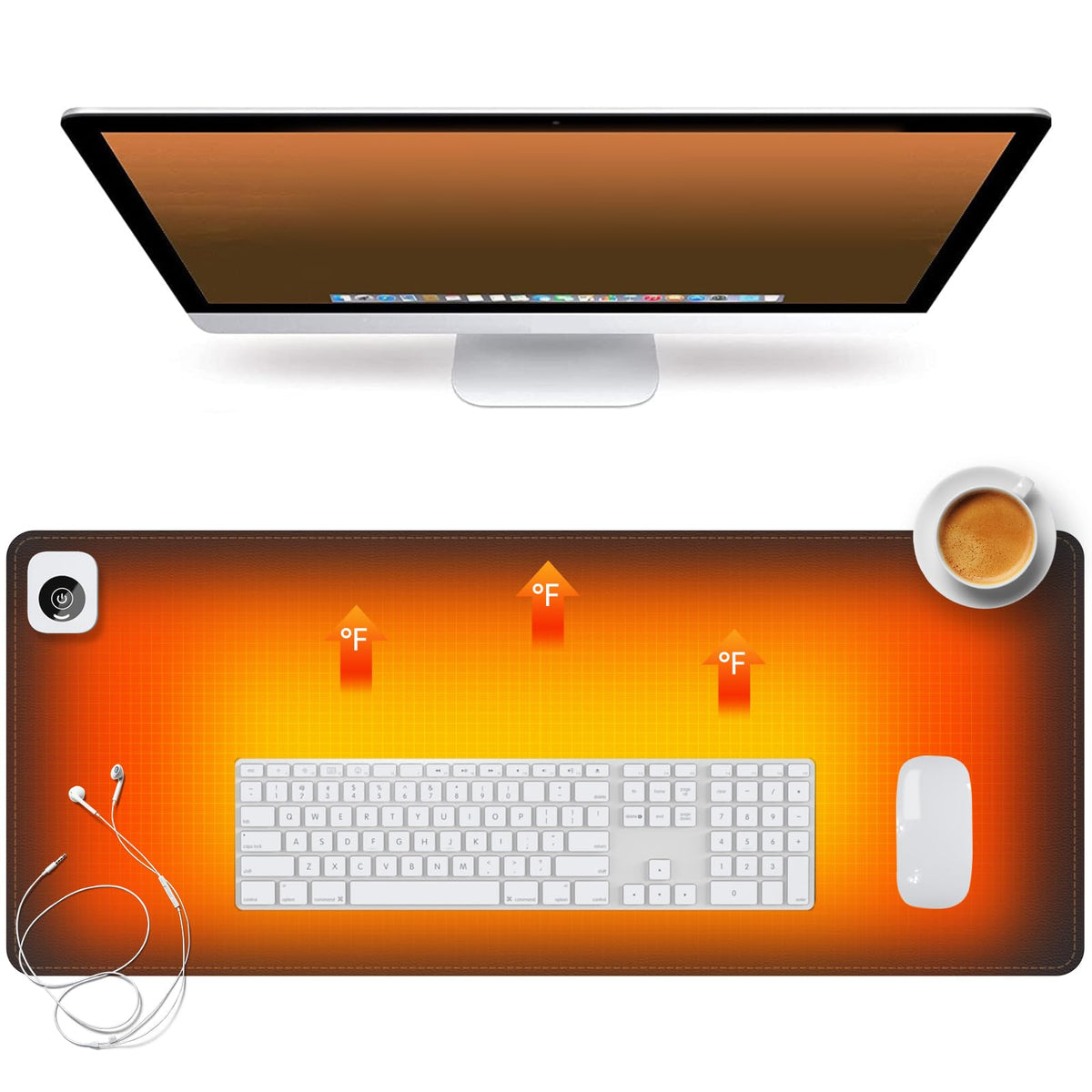 Heated Desk Pad Mouse Pad - Heated Desk Mat - Warm Desk Pad - 3 Levels Heating & 4 Hours Auto