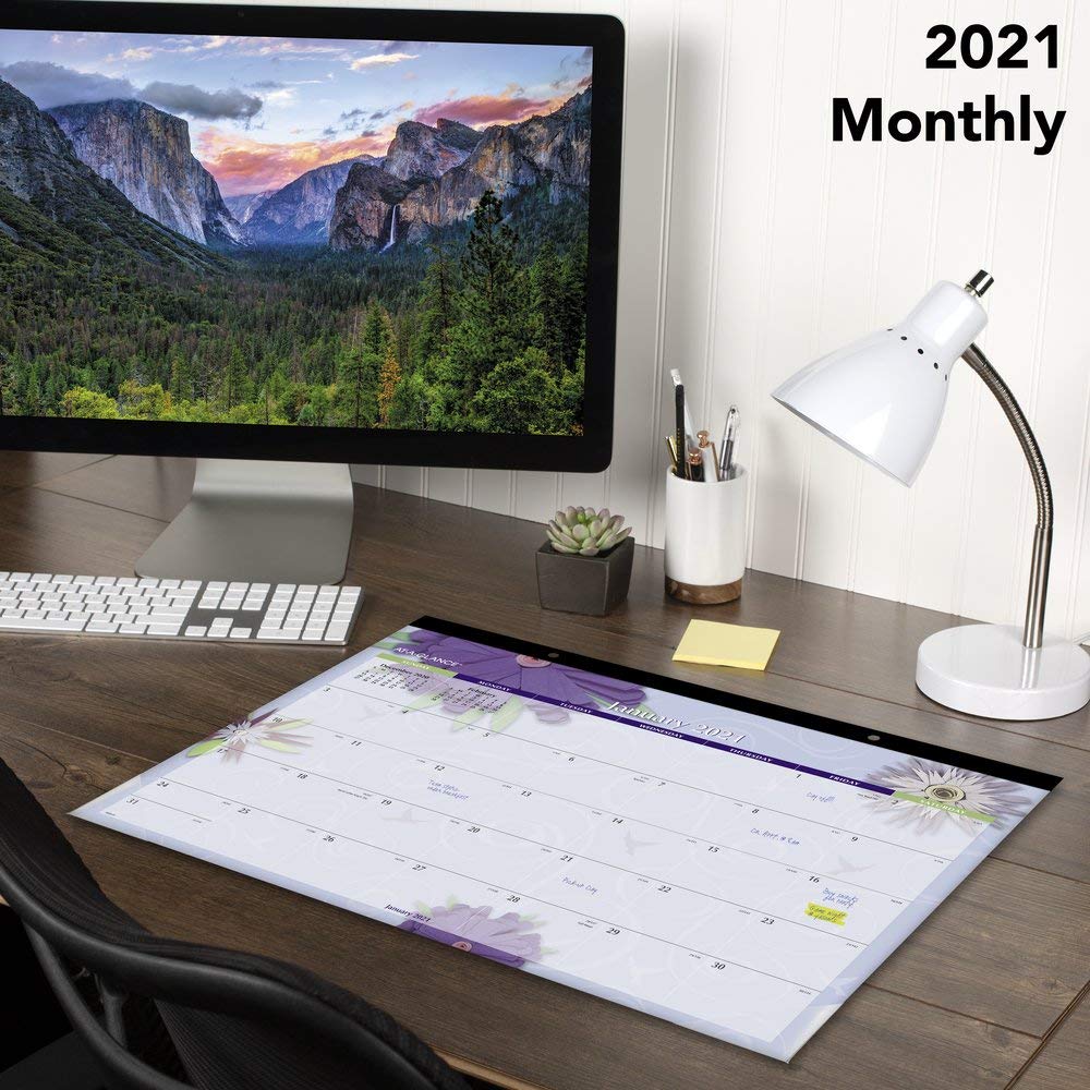 2021 Desk Calendar by AT-A-GLANCE, Monthly Desk Pad, 21-3/4" x 17", Standard, Paper Flowers