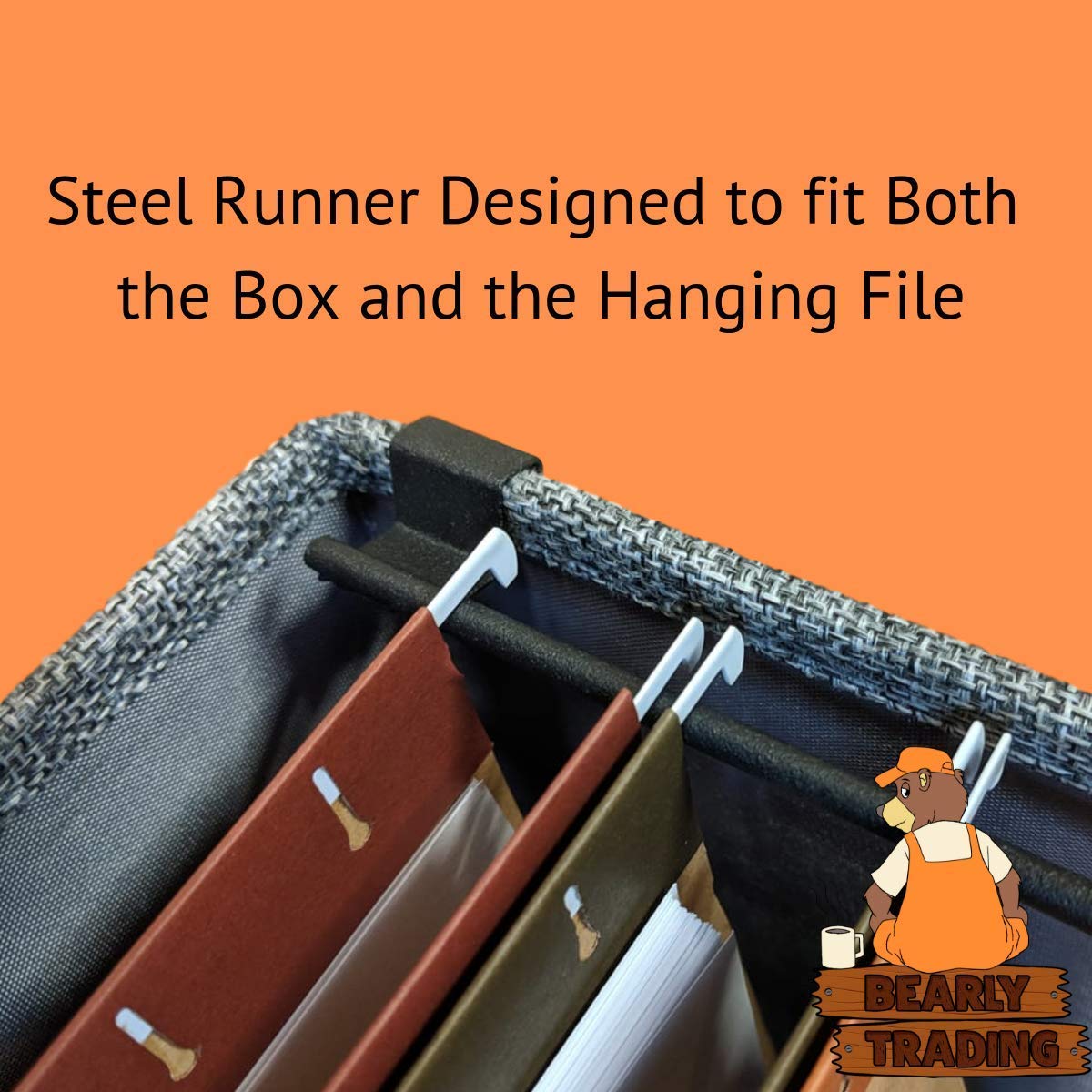 Bearly Trading Linen File Storage Box Includes 10 A4 Hanging Files - Collapsible Easy Filing