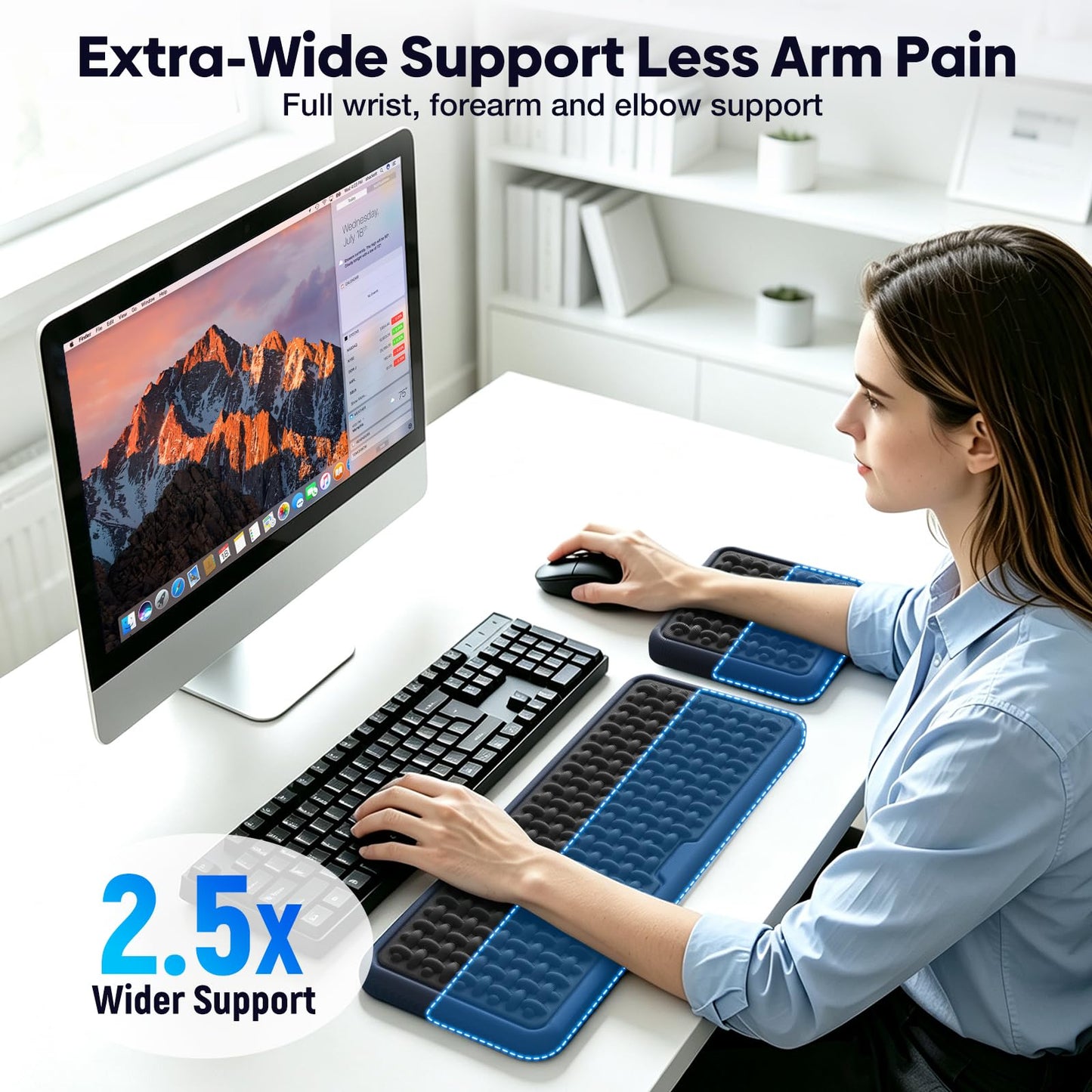 MEKASS Extra Large Wide Wrist Rest Set for Keyboard and Mouse, Ergonomic Memory Foam Wrist Support