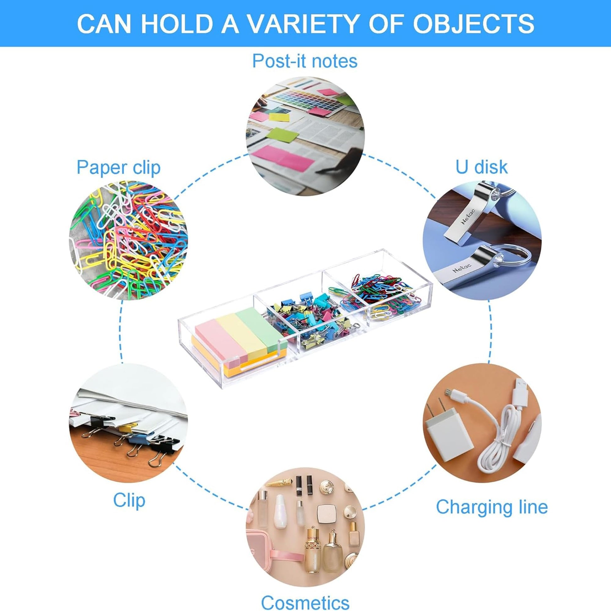 WORHE Sticky Note Holder 3 in 1 Clear Acrylic Self-Stick Memo Pads Holders Desk Organizer for