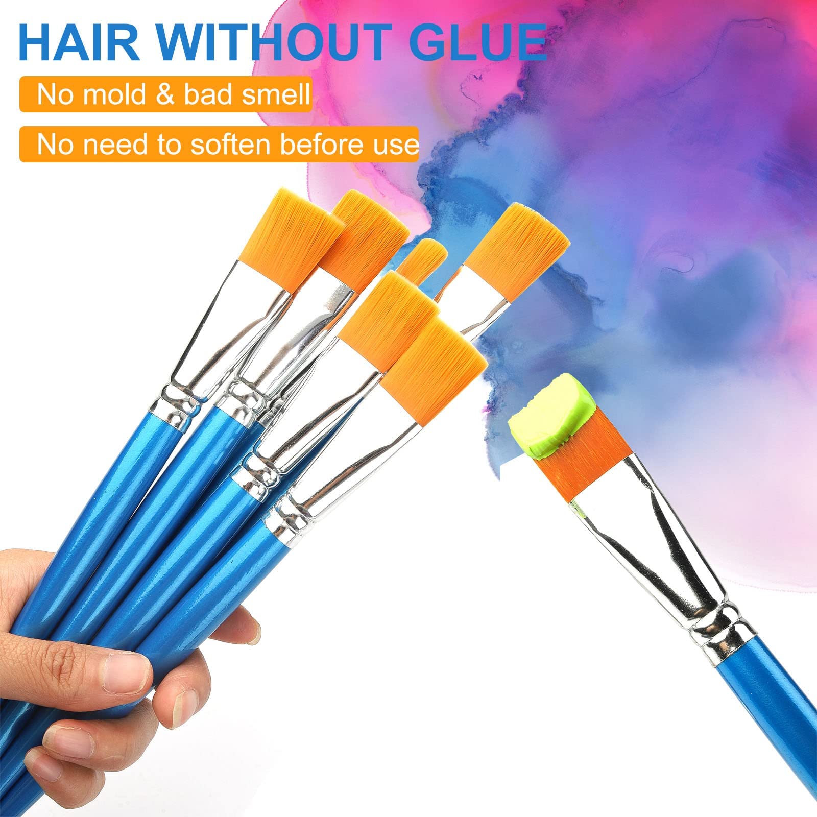 GACDR 1 Inch Flat Paint Brushes, 32 Bulk Acrylic Brushes for Watercolor