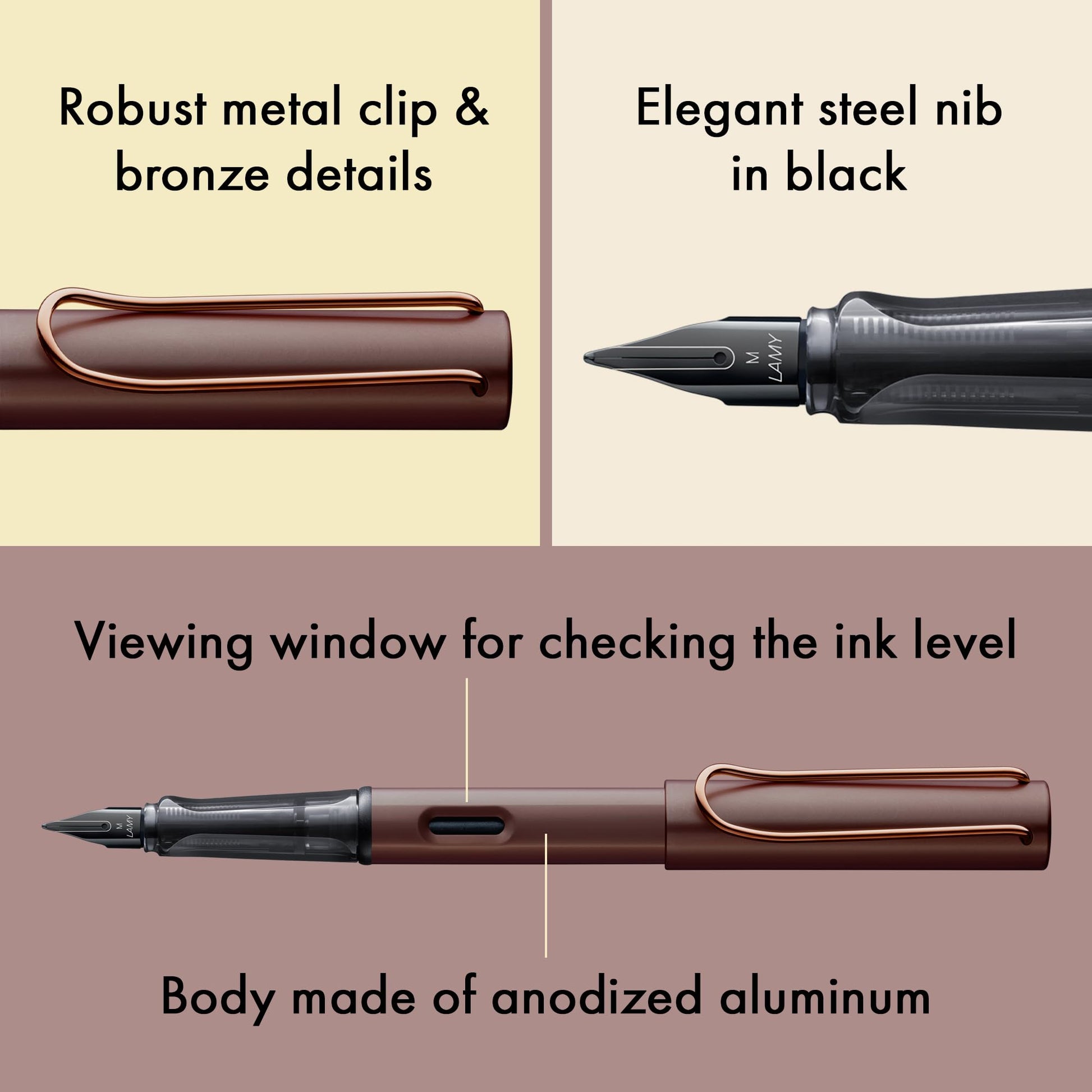 LAMY Lx fountain pen - PVD-coated nib & ergonomic grip - steel nib in size F - lightweight aluminum
