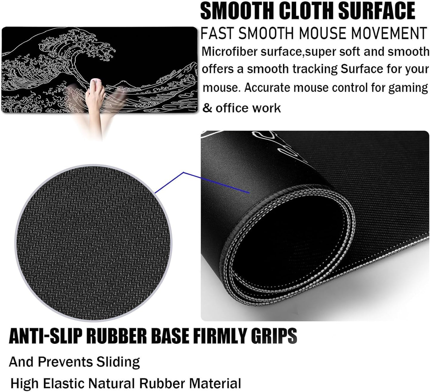 Large Gaming Mouse Pad, Waterproof Extra Large Big Mouse Pad with Stitched Edge, XXXL Non-Slip