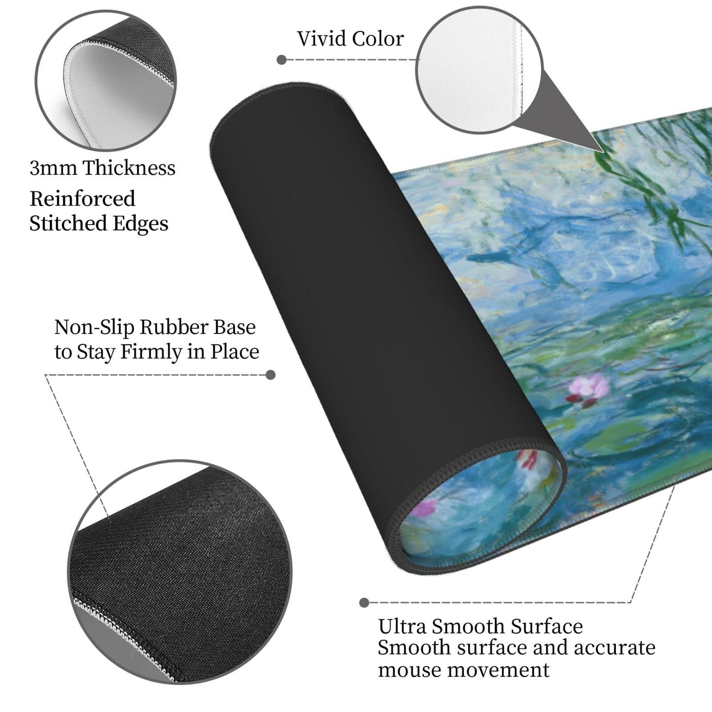 Mouse Pad Stitched Edge XL Large Mousepad 31.5" X 12" Rubber Base Non Slip Desk Mat for Laptop Pc