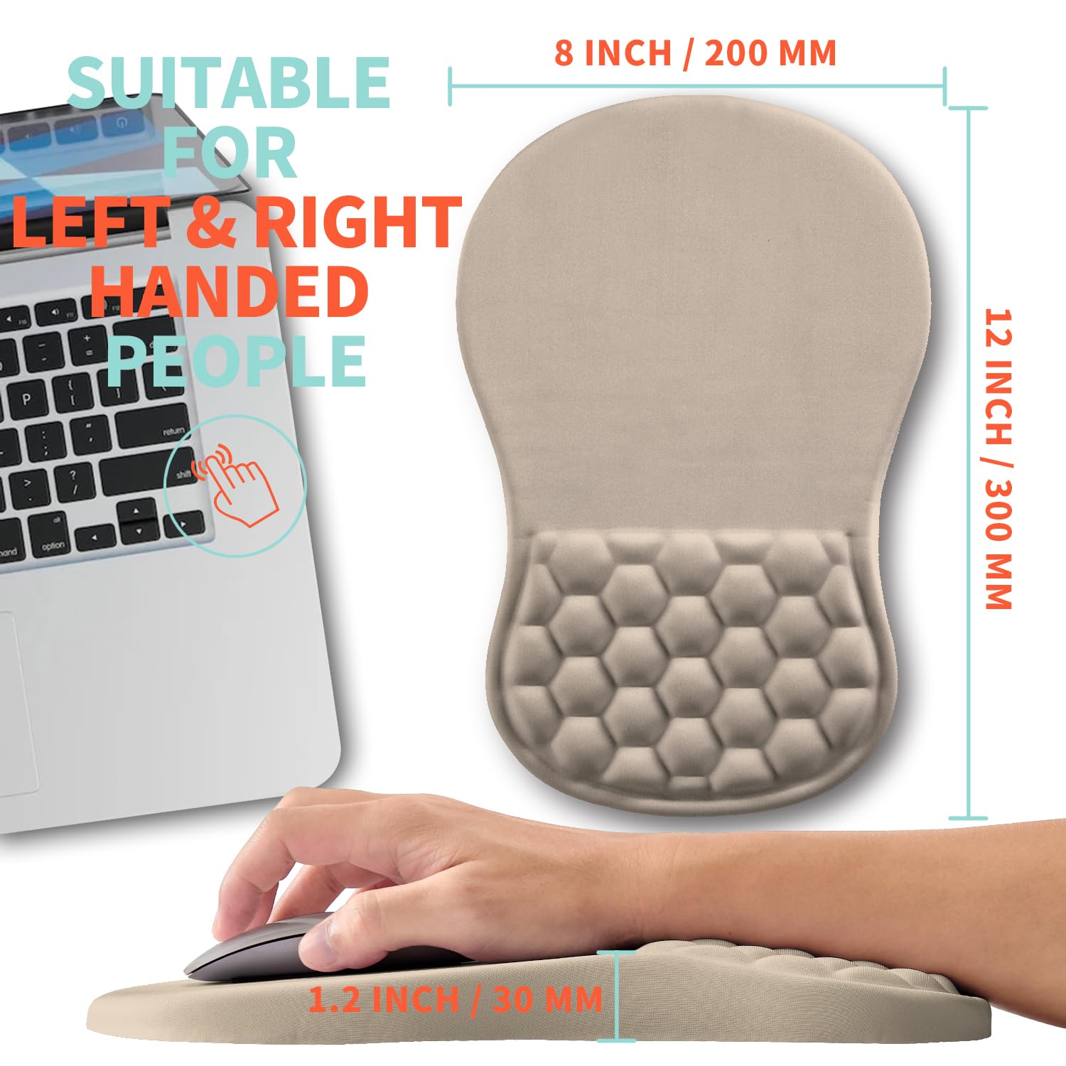 Kuosgm Ergonomic Mouse Pad Wrist Support with Memory Foam Massage Bulge, Carpal Tunnel Pain Relief