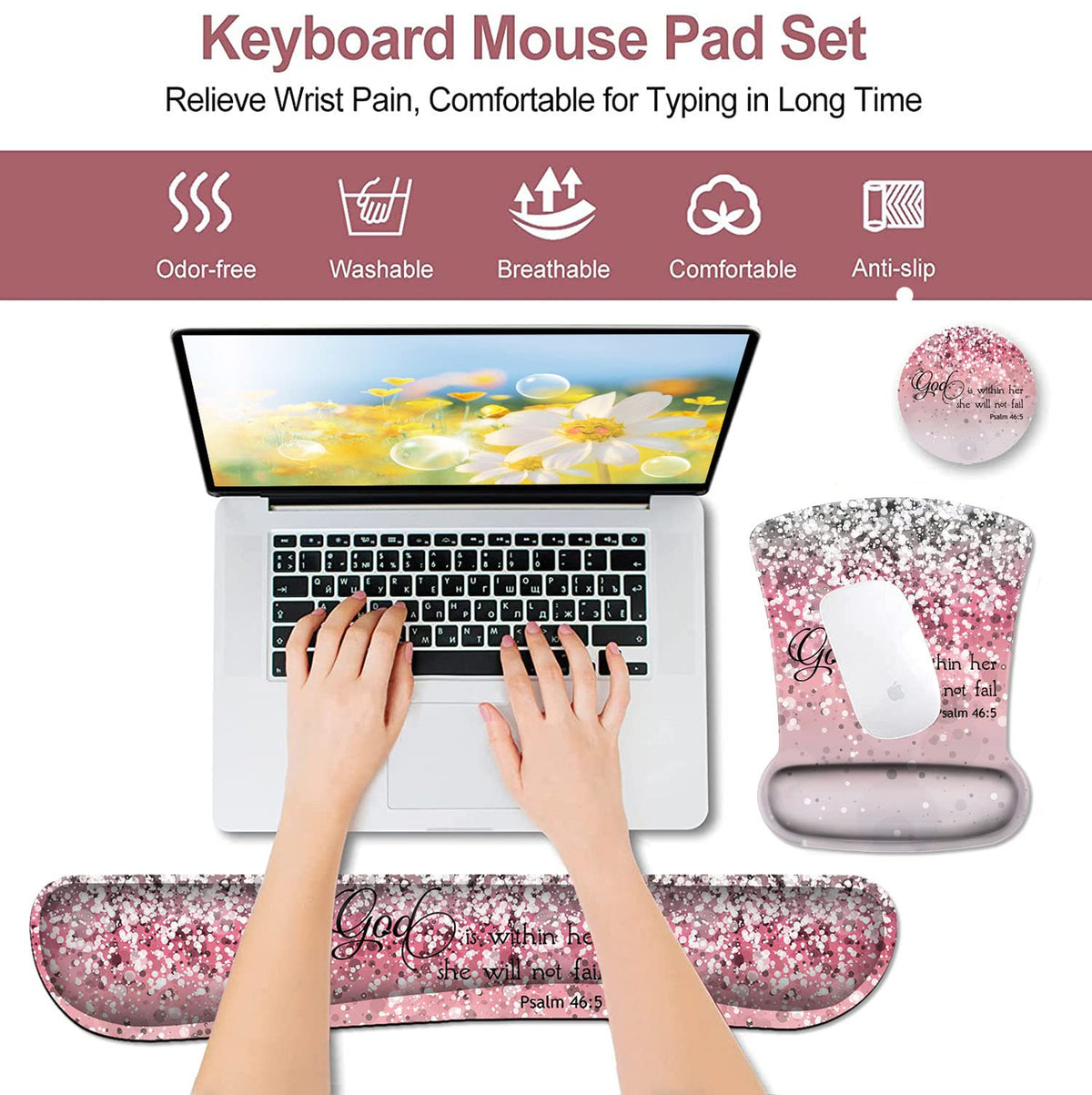 Mouse Pad with Wrist Support, Ergonomic Gel Mouse Pad, Memory Foam Keyboard Wrist Rest Suitable for