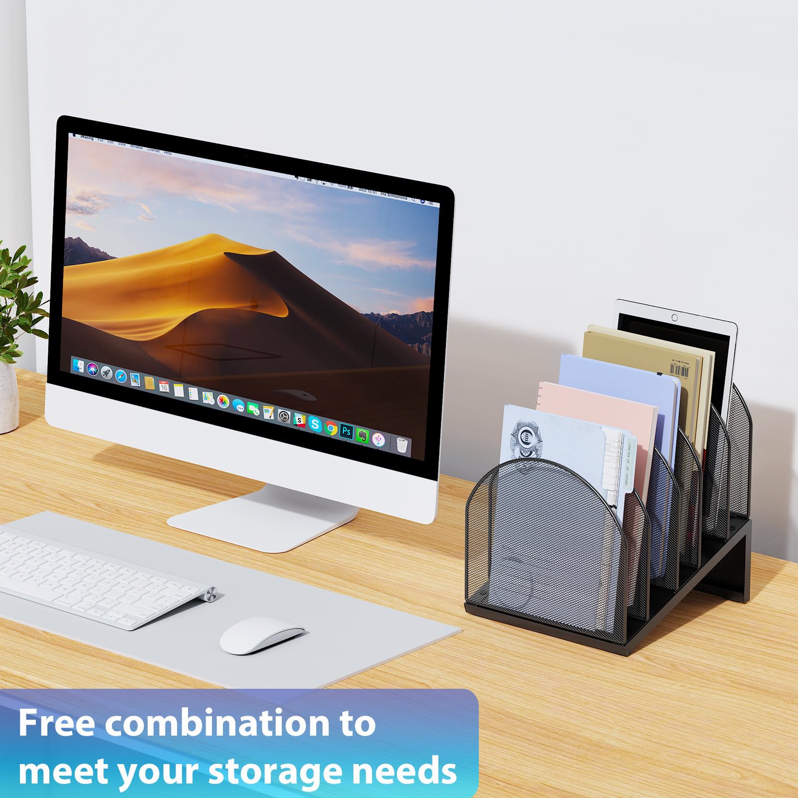 gianotter Desktop File Organizer with 5 Compartments